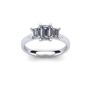 Three Stone Emerald Cut diamond ring