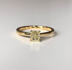 0.710ct Yellow Cushion Cut Diamond Solitaire