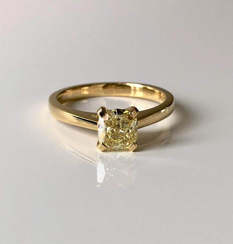 1ct Yellow Cushion Cut Diamond Solitaire Diamonds Co Nz