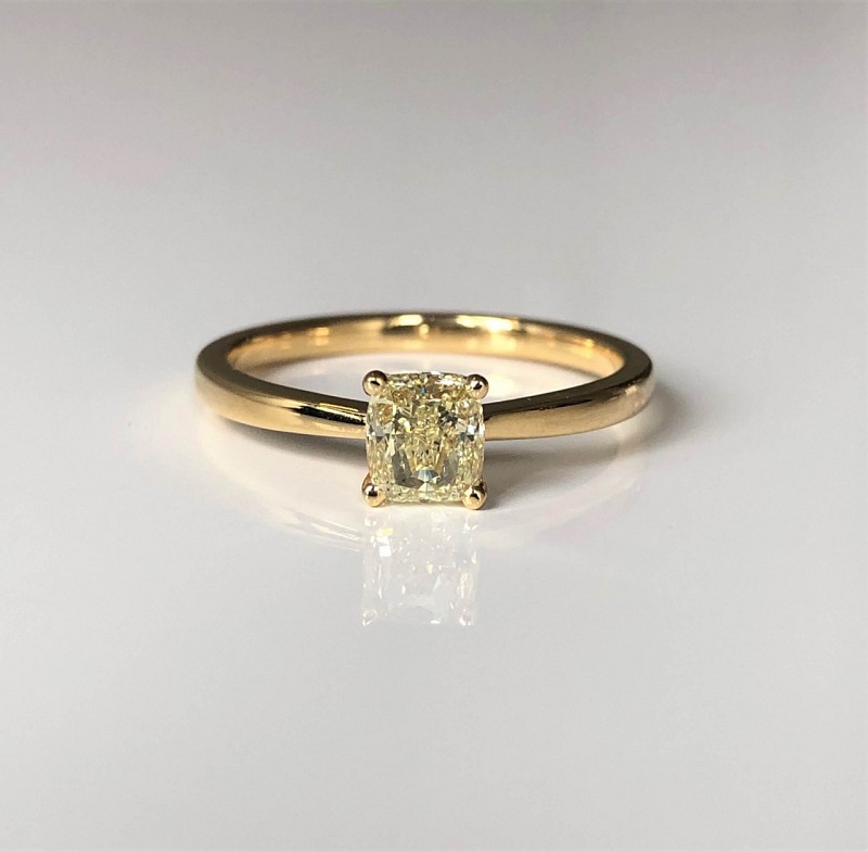 0 710ct Yellow Cushion Cut Diamond Solitaire Diamonds Co Nz